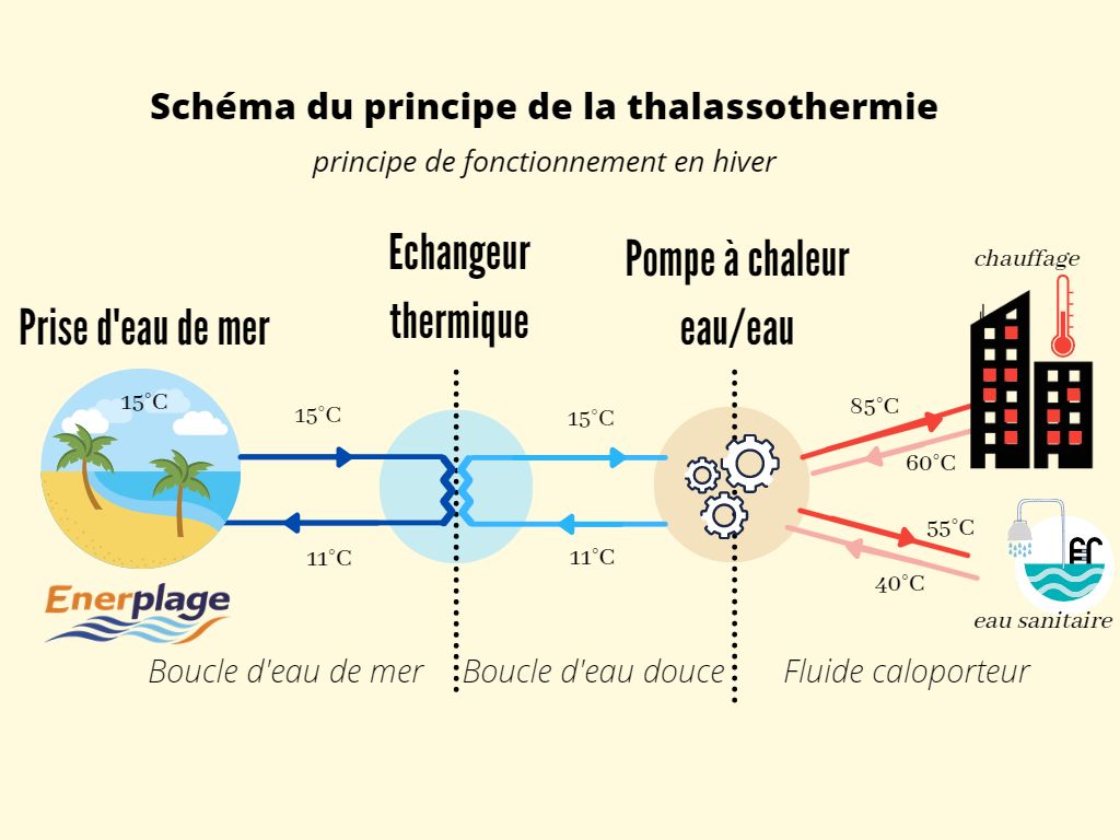Thalassothermie Enerplage schéma de principe